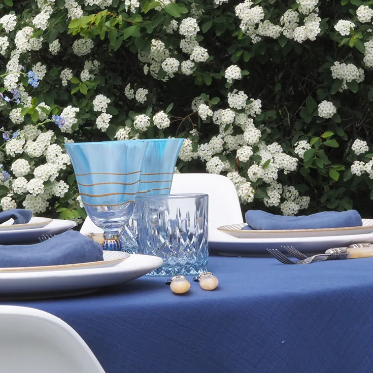Nappe 2,80m x 3,10m Bleu marine - Gaze de coton