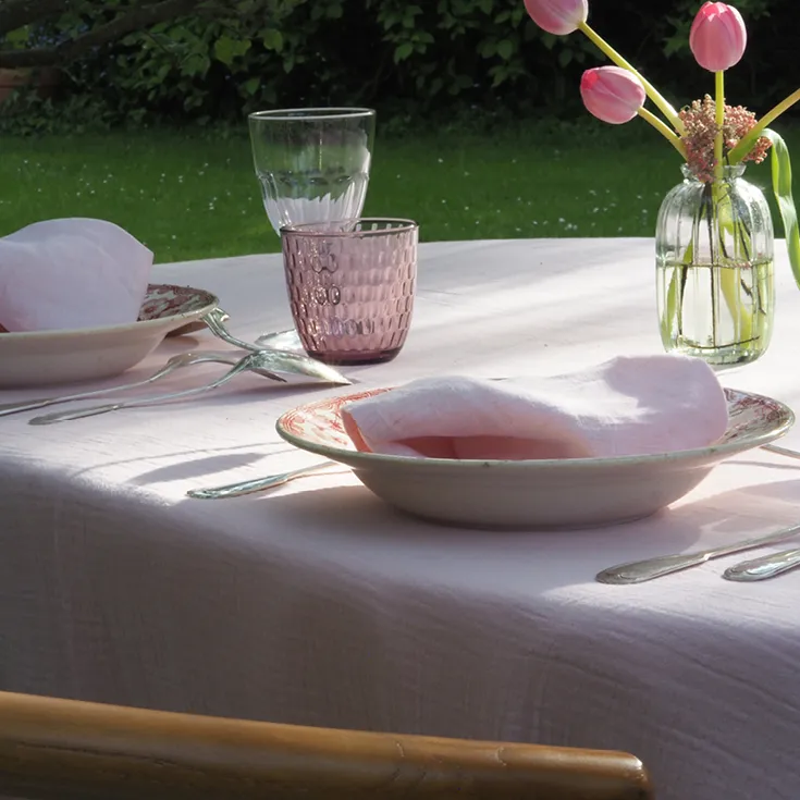 Nappe 2,80m x 3,10m Rose - Gaze de coton