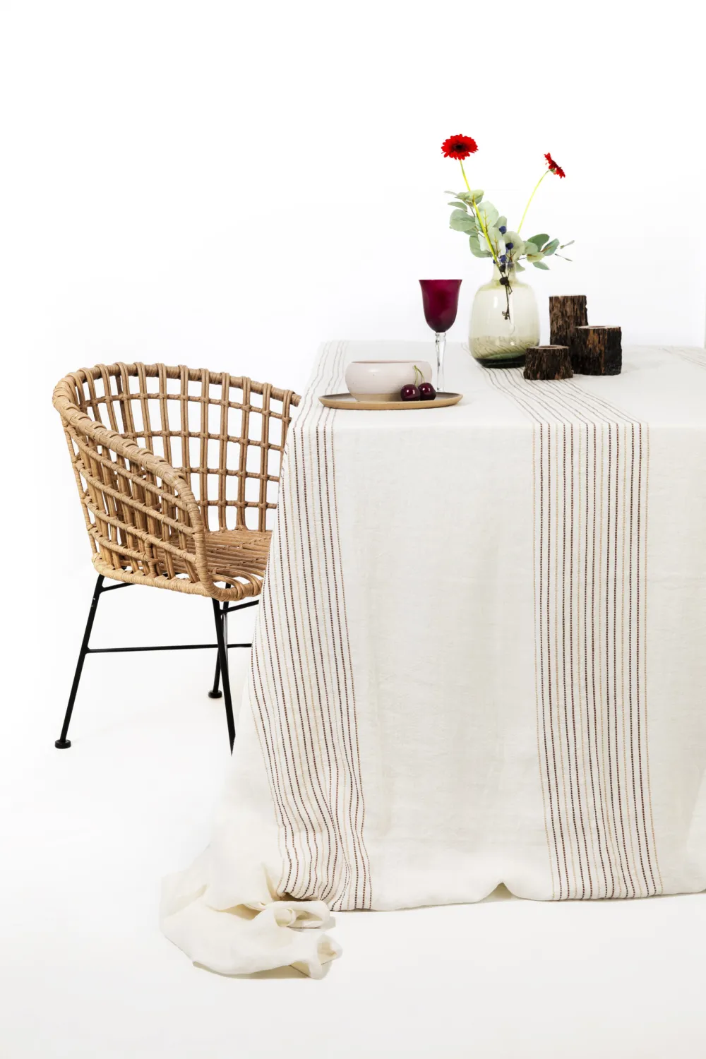 Nappe 3,00m x 3,00m Pluie de brun sur blanc - Lin