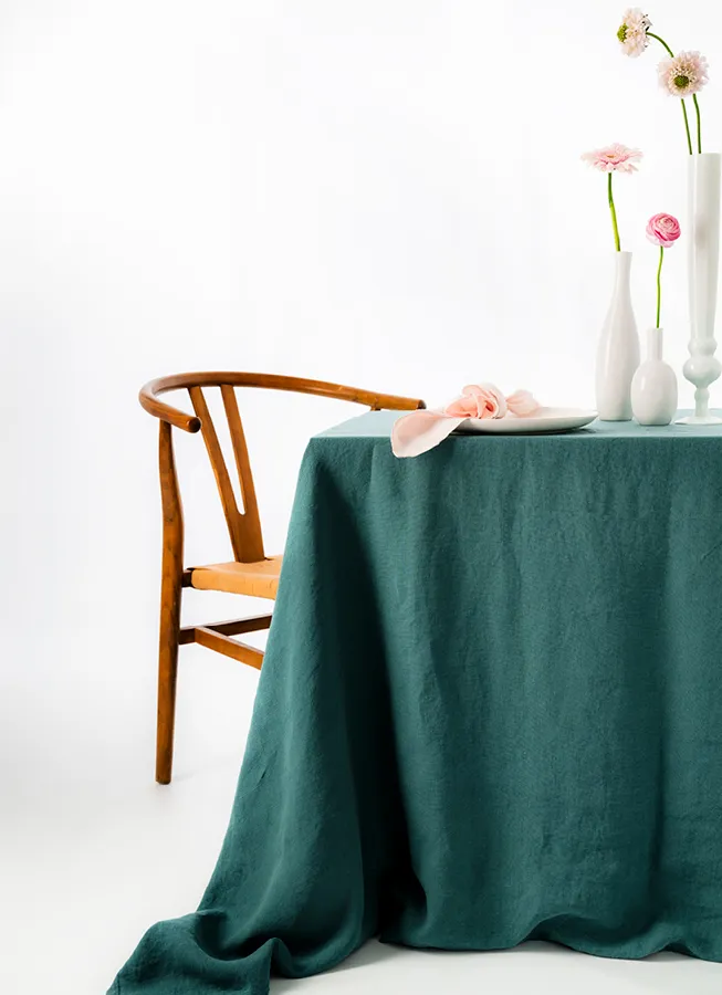 Nappe 3,00m x 3,00m Vert p&eacute;trole - Lin