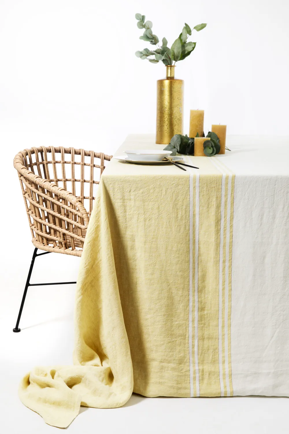 Nappe 3,00m x 3,00m Blanc moutarde - Lin