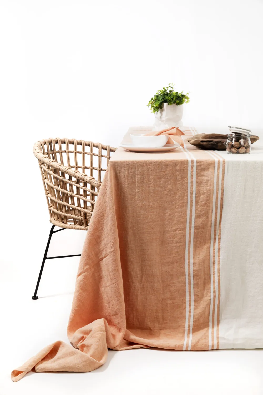 Nappe 3,00m x 3,00m Blanc orange - Lin